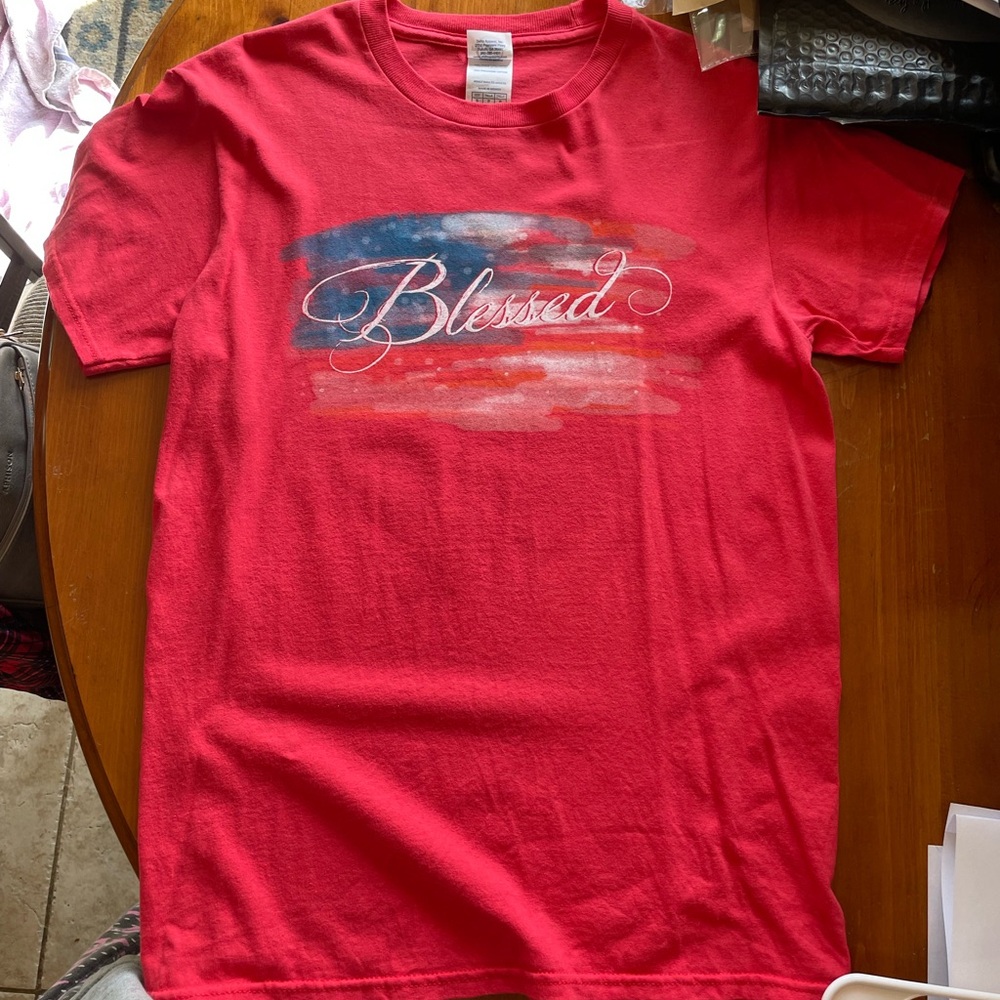 Delta Red and Blue 'Blessed' Tee